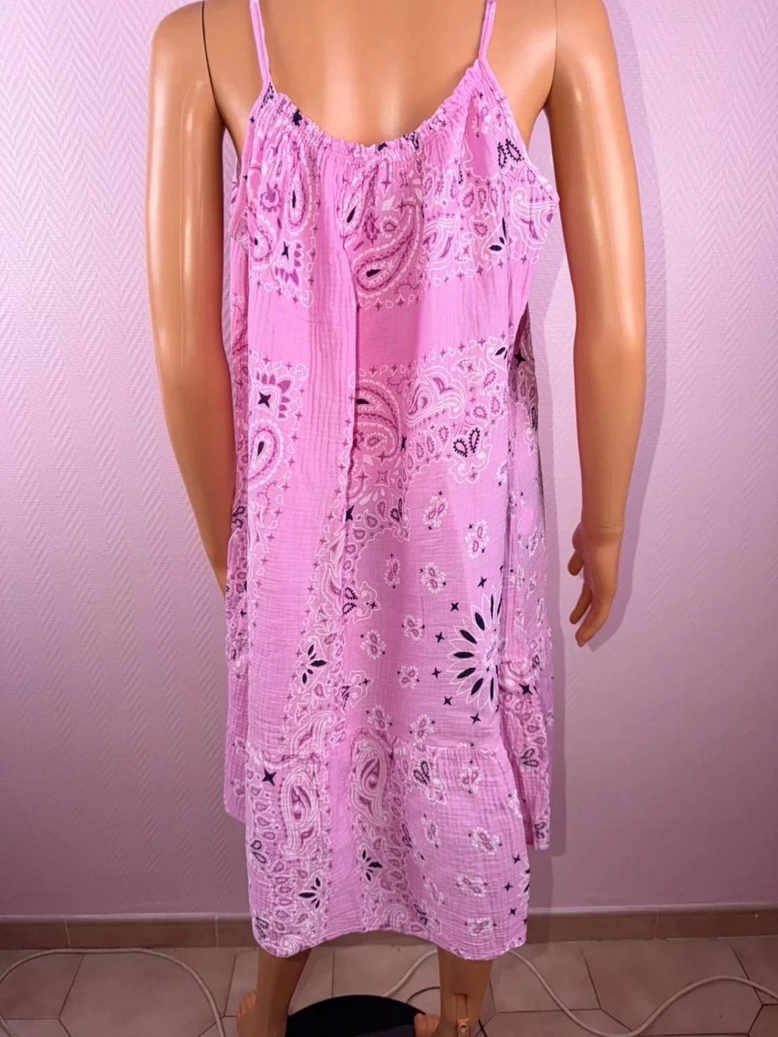 Vestido de mujer bandana de gasa de algodón usado una vez – photo 8